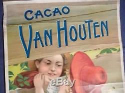 Affiche originale lithographiée 1900 pour Cacao Van Houten, 76 x 42 cm