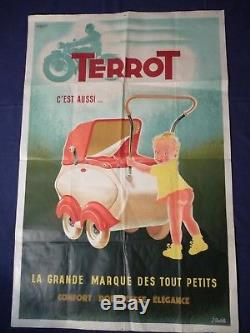 Affiche originale lithographiée pour la marque de motos TERROT, 120 x 79 cm