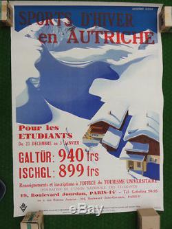 Affiche originale, sports d'hiver AUTRICHE ski neigne