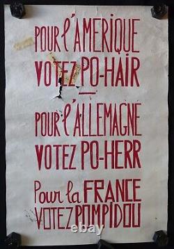 Affiche politique VOTEZ POHER POMPIDOU 1968 1969 39x57cm poster 395