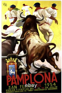 Affiche poster pamplona 1954 san fermin