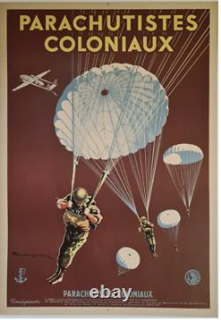 Affiche poster parachutistes coloniaux