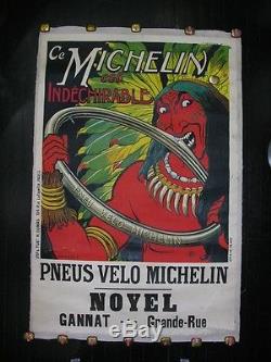 Affiche publicitaire Pneu vélo MICHELIN Fraikin 1908 INDIEN Gannat