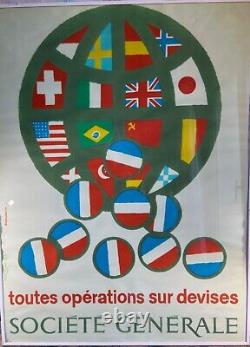 Affiche publicitaire Société Générale vintage Jacques Auriac 1970