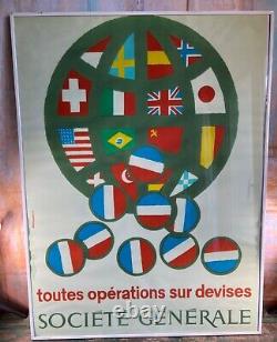 Affiche publicitaire Société Générale vintage Jacques Auriac 1970
