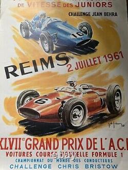 Affiche publicitaire XLVII grand prix de l'A. C. F formule 1 circuit de Gueux 1961