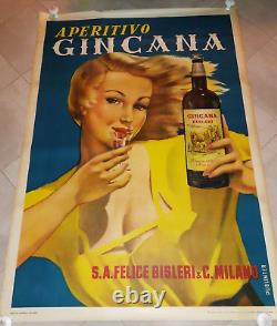 Affiche publicitaire ancienne GINCANA originale 1950 TTB