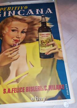 Affiche publicitaire ancienne GINCANA originale 1950 TTB