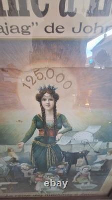 Affiche publicitaire ancienne JAJAG de JOHN vers 1900 Encadrée 68 x 40 cm