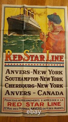 Affiche publicitaire ancienne rare RED STAR LINE