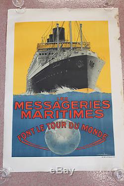 Affiche publicitaire bateau les messageries maritimes signée Sandy Hook 1925