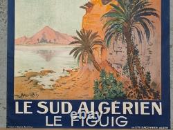 Affiche publicitaire de voyage des Chemins de fer d'État d'Alger, Maroc, Figuig