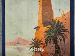 Affiche publicitaire de voyage des Chemins de fer d'État d'Alger, Maroc, Figuig