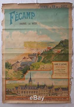 Affiche publicitaire touristique FECAMP, Bains de Mer Liqueur Bénédictine 76