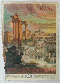 Affiche publicitaire touristique ROME CUSSETTI Hugo d'Alési ITALIE Italia