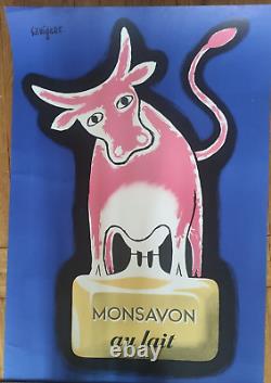 Affiche reproduction lithographie SAVIGNAC VACHE MONSAVON au lait