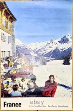 Affiche touristique originale Mont-Blanc Saint-Gervais 1962 Alps France 40×60