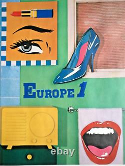 Affiche vintage INTERDITE par la censure VIVEZ EN EUROPE 1 d'après T. WESSELMAN