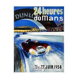 Affiche vintage ancienne BELIGOND. 24 heures du Mans 21 et 22 Juin 1958