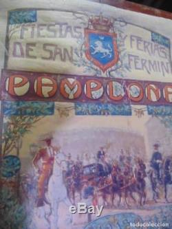 Afiche Saint Fermín, tauromachie, 1913 huile sur toile, original et unique