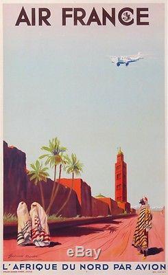 Air France Afrique Du Nord Par Avion Rare Affiche Ancienne De 1937