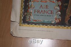 Air France- réseau aérien mondial- Lucien Boucher Affiche originale vers 1950