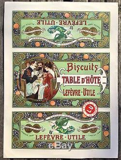 Alfons Mucha Rare planche Table d'Hôte pour les Biscuits Lefèvre-Utile / LU