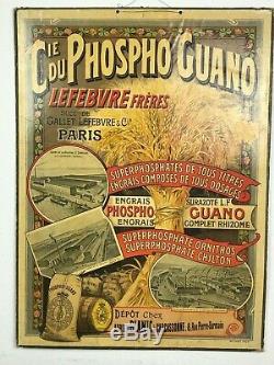 Ancien Carton Publicitaire Cie Du Phospho Guano Lefebvre Frères 73 X 54 CM