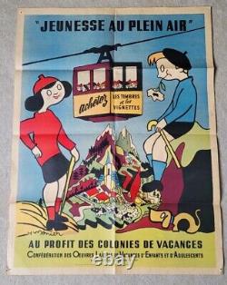 Ancienne Affiche 1951 Jeunesse au Plein Air Originale 60x80cm Henri MONIER