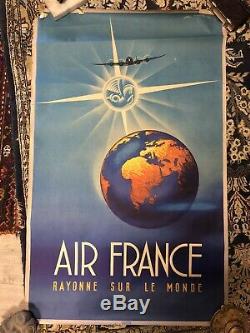 Ancienne Affiche Air France Rayonne Sur Le Monde
