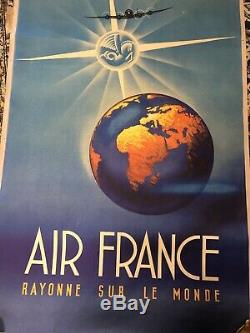 Ancienne Affiche Air France Rayonne Sur Le Monde
