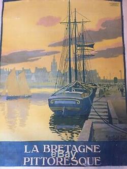 Ancienne Affiche Constant Duval Roscoff Le Port Bretagne Pittoresque