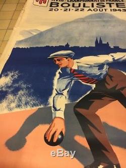 Ancienne Affiche France Bouliste Boule Longue 1943 Pétanque Setto Clermont