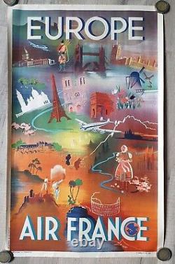 Ancienne Affiche ORIGINALE AIR FRANCE EUROPE par FALCUCCI