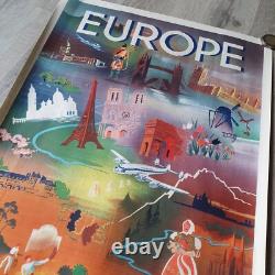 Ancienne Affiche ORIGINALE AIR FRANCE EUROPE par FALCUCCI