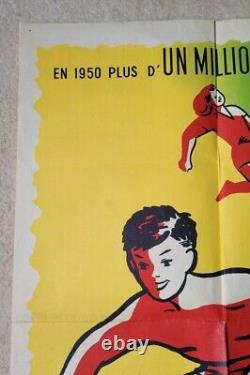 Ancienne Affiche Originale 1951 Brevet Sportif Populaire 40x60 Dessins P. FAVIER