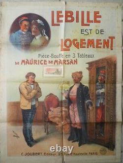 Ancienne Affiche Originale Spectacle Le Bille Est De Logement Signée Faria 1900