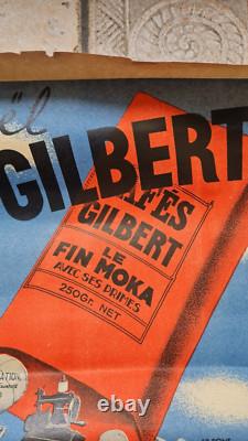 Ancienne Affiche Publicitaire Cafe Gilbert