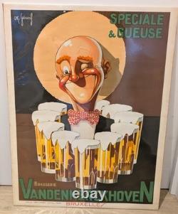 Ancienne Affiche publicitaire Brasserie Vandenkerckhoven Signé OK Gerard TBE