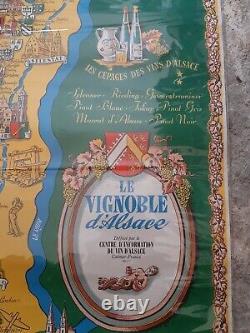 Ancienne Affiche vin Vignoble d'Alsace Michel Strasbourg Willy Fischer Années 50