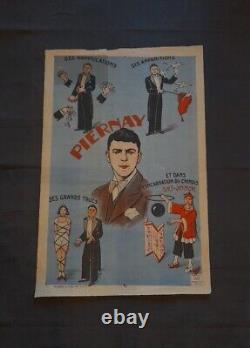 Ancienne affiche Magicien Piernay 1942 rare sous l'occupation WW2 signé au dos
