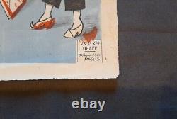 Ancienne affiche Magicien Piernay 1942 rare sous l'occupation WW2 signé au dos