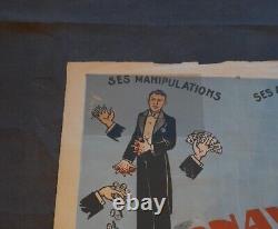 Ancienne affiche Magicien Piernay 1942 rare sous l'occupation WW2 signé au dos