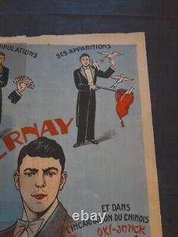 Ancienne affiche Magicien Piernay 1942 rare sous l'occupation WW2 signé au dos