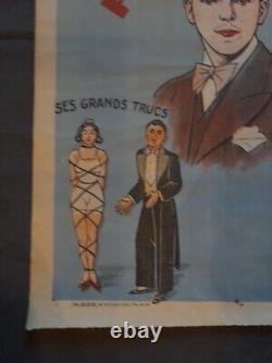 Ancienne affiche Magicien Piernay 1942 rare sous l'occupation WW2 signé au dos
