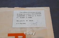 Ancienne affiche Magicien Piernay 1942 rare sous l'occupation WW2 signé au dos