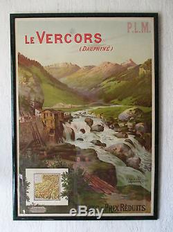 Ancienne affiche PLM originale Le Vercors Grenoble Villard de Lans Autrans 1898
