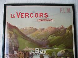 Ancienne affiche PLM originale Le Vercors Grenoble Villard de Lans Autrans 1898