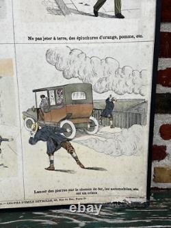 Ancienne affiche carte Deyrolle Accidents Rue pédagogique