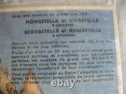 Ancienne affiche cartonnée pub. RENAULT Monastella et Vivastella 1931